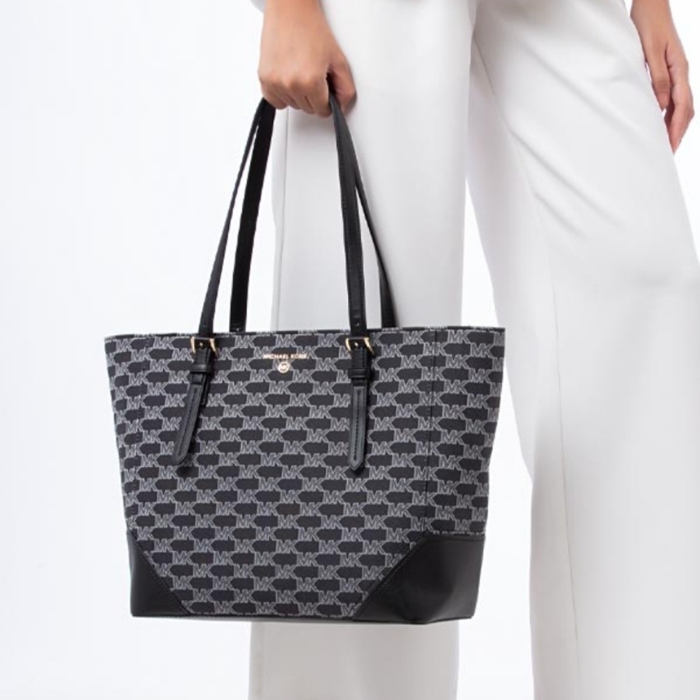Michael Kors Aria Logo Large Black Tote - Picture 9 of 12